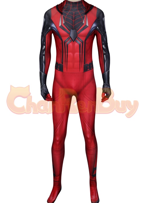 Miles Morales Crimson Cowl Suit Spider Man Costume Cosplay Bodysuit