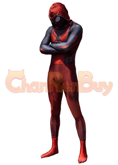 Spider-Man Miles Morales Crimson Cowl Suit Costume Cosplay Bodysuit for Adult Kid