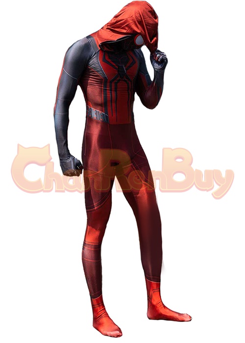 Spider-Man Miles Morales Crimson Cowl Suit Costume Cosplay Bodysuit for Adult Kid