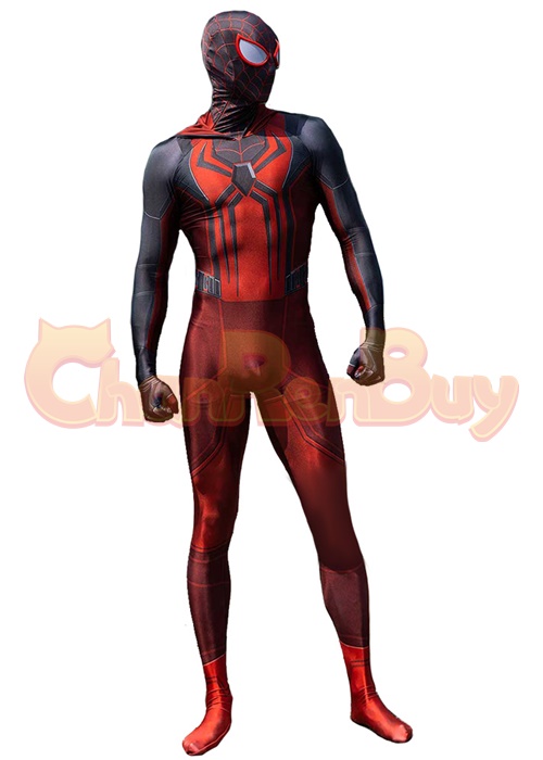 Spider-Man Miles Morales Crimson Cowl Suit Costume Cosplay Bodysuit for Adult Kid