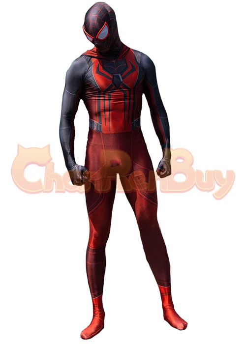 Spider-Man Miles Morales Crimson Cowl Suit Costume Cosplay Bodysuit for Adult Kid
