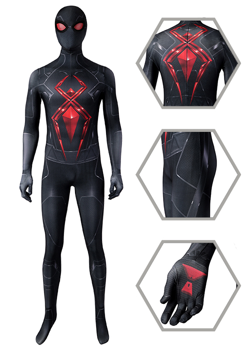 Spider Man Costume Dark Suit Cosplay Bodysuit