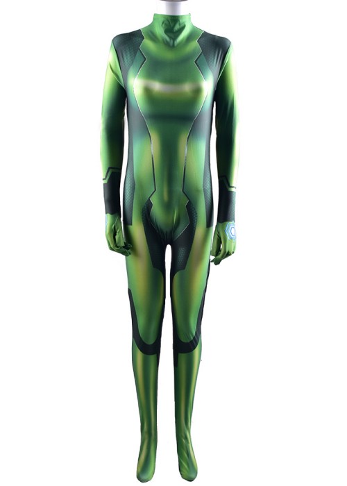 Metroid Samus Aran Green Costume Cosplay Bodysuit