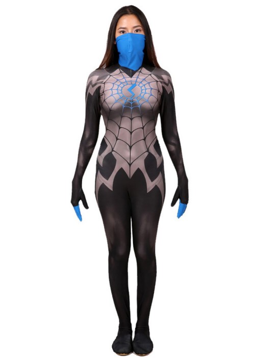 Spider Man Costume Silk Cindy Moon Cosplay Bodysuit Blue Version