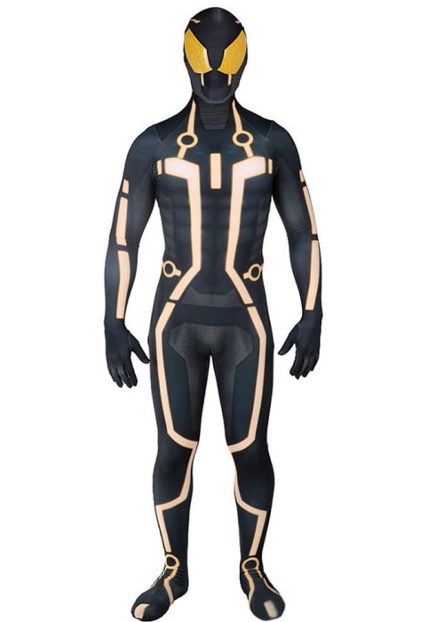 Spider Man Tron:Legacy Clu Costume Cosplay Bodysuit Yellow Ver.