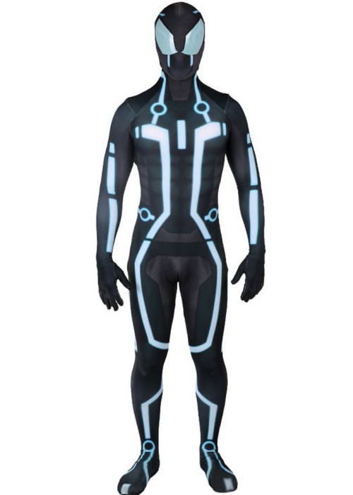 Spider Man Tron:Legacy Clu Costume Cosplay Bodysuit Blue Ver.