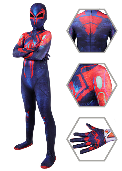Spiderman 2099 Miguel O'Hara Costume Bodysuit Spider-Man The Spider-Verse Cosplay for Kids