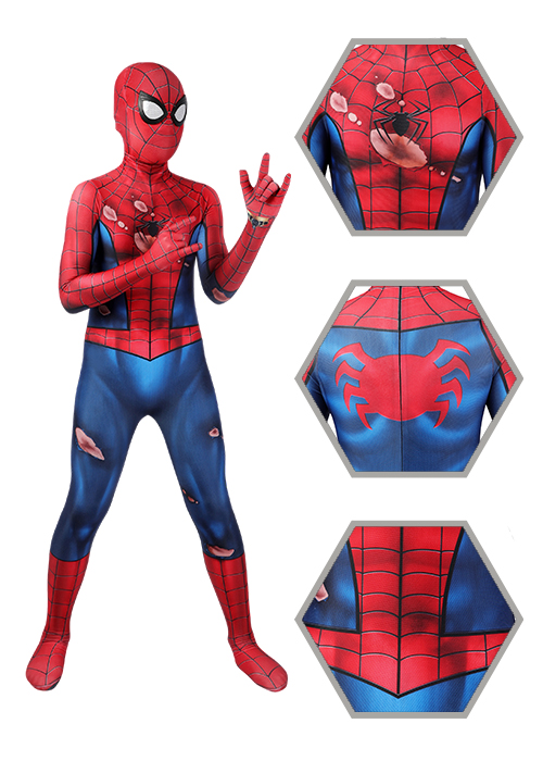 Marvel's Spider-Man PS5 Costume Bodysuit Classic Suit Damaged Peter Cosplay for Kids