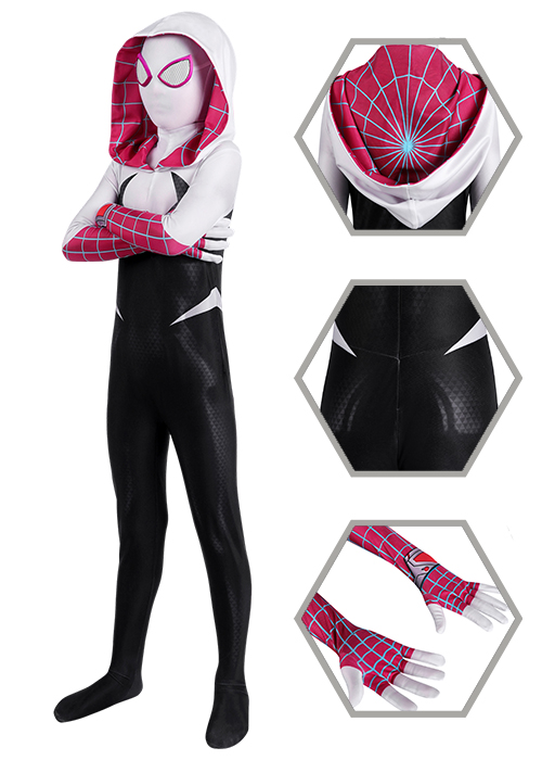 Gwen Stacy Costume Bodysuit Spider-Man The Spider-Verse Cosplay for Kids