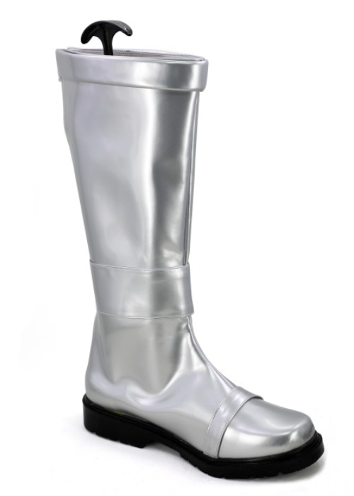 Kyuranger Naga Ray Hebitsukai Silver Shoes Uchu Sentai Cosplay Boots-Chaorenbuy Cosplay
