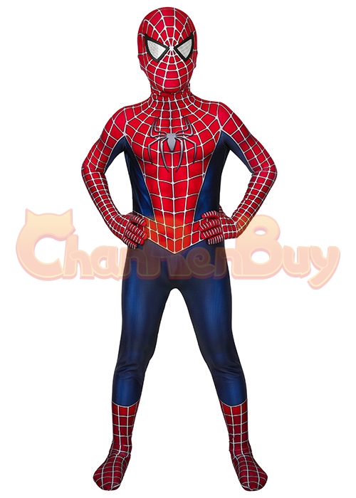 Spider Man 2 Costume Tobey Maguire Cosplay Jumpsuit Kids Size