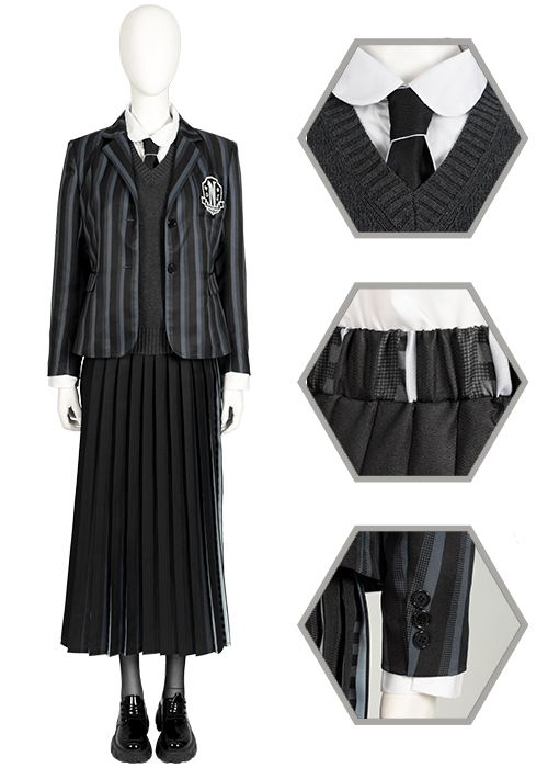 The Addams Family Wednesday Addams Uniforms Cosplay Costume-Chaorenbuy Cosplay