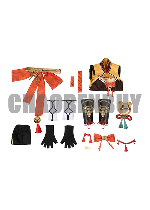 Genshin Impact Xiangling Costume Cosplay Suit Shoes Wig Outfit-Chaorenbuy Cosplay
