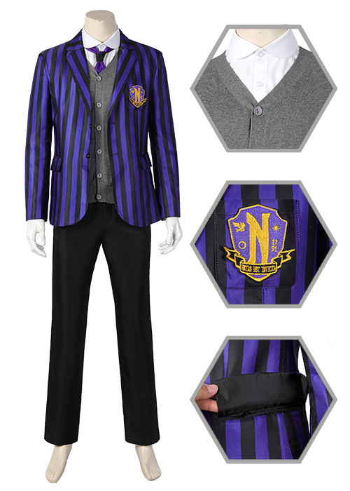 Wednesday The Addams Family Nevermore Academy Uniform Eugene Otinger Cosplay Costume