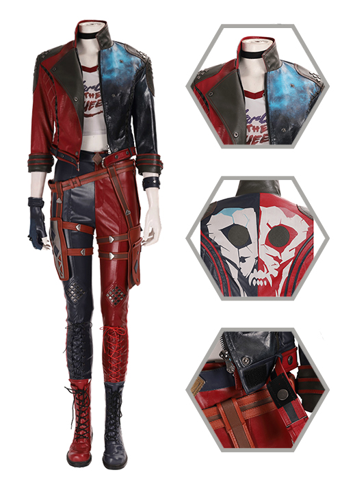 Harley Quinn Costume Suicide Squad: Kill the Justice League Cosplay Suit Boots Outfit