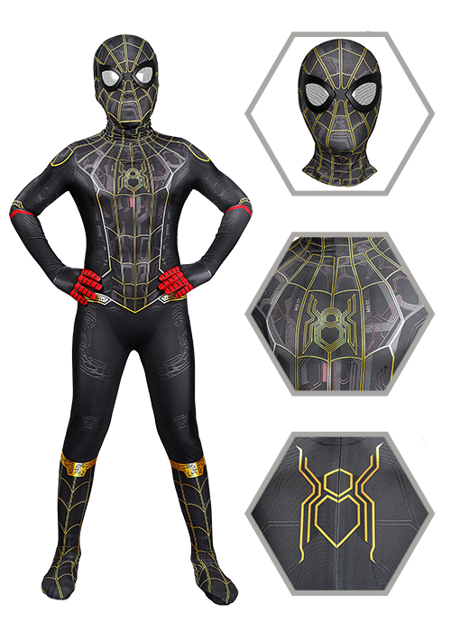 Spider Man 3 No Way Home Costume Cosplay Black Suit Kids Size-Chaorenbuy Cosplay
