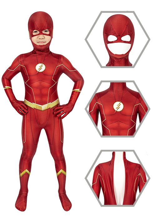 The Flash Season 6 Costume Barry Allen Cosplay Jumpsuit Kids Size-Chaorenbuy Cosplay