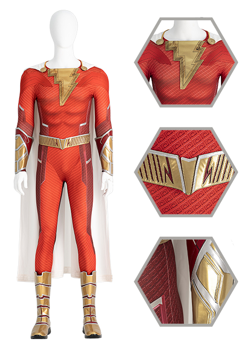 Shazam Fury of the Gods Costume Billy Batson Cosplay Suit Boots Outfit-Chaorenbuy Cosplay
