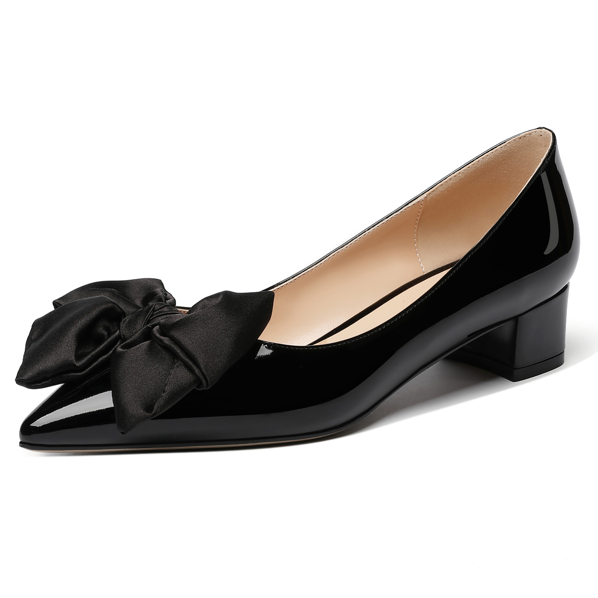 Ivie Cute Chunky Low Heels Pumps with Bowknot