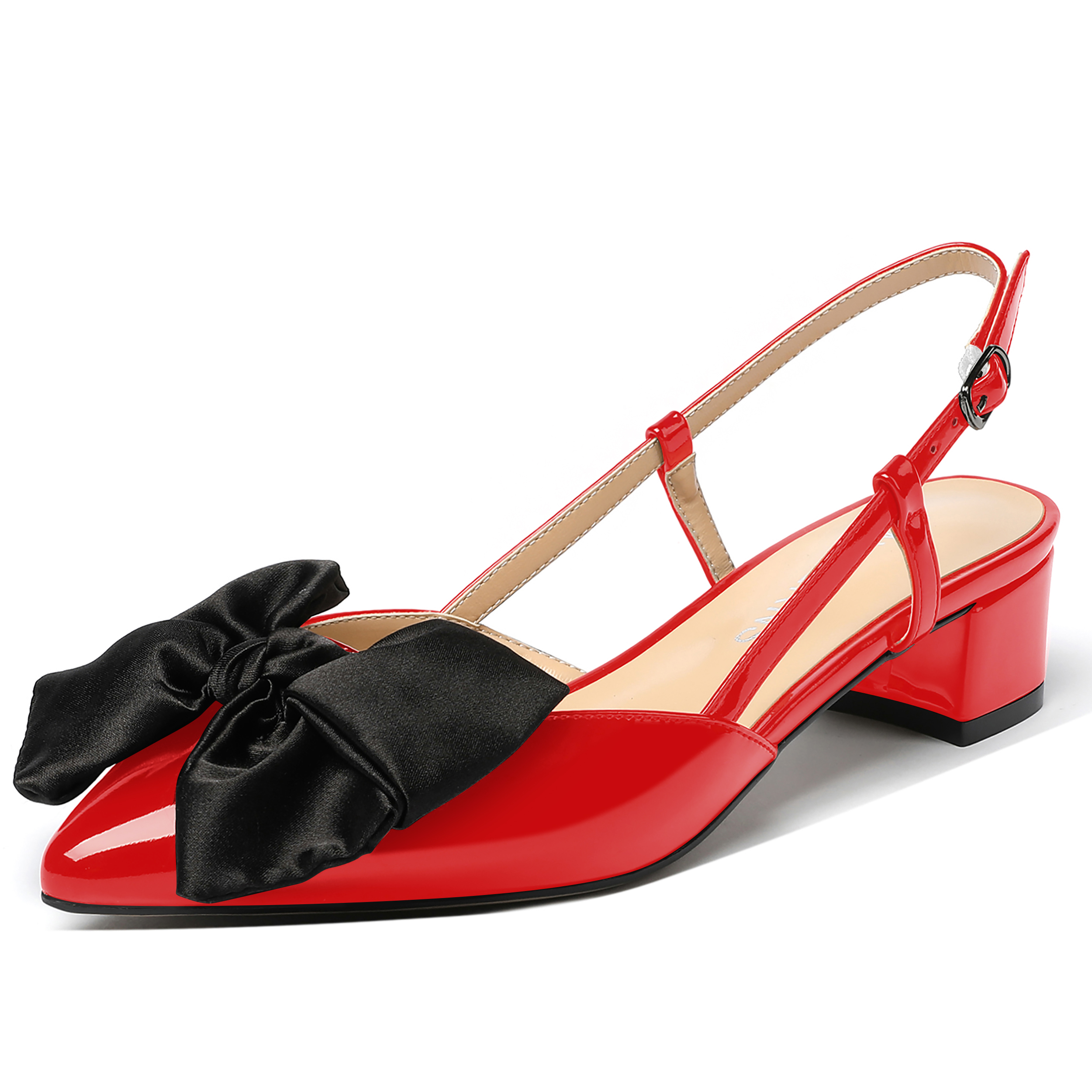 Greer Cute Slingback Chunky Heels Pumps with Bowknot