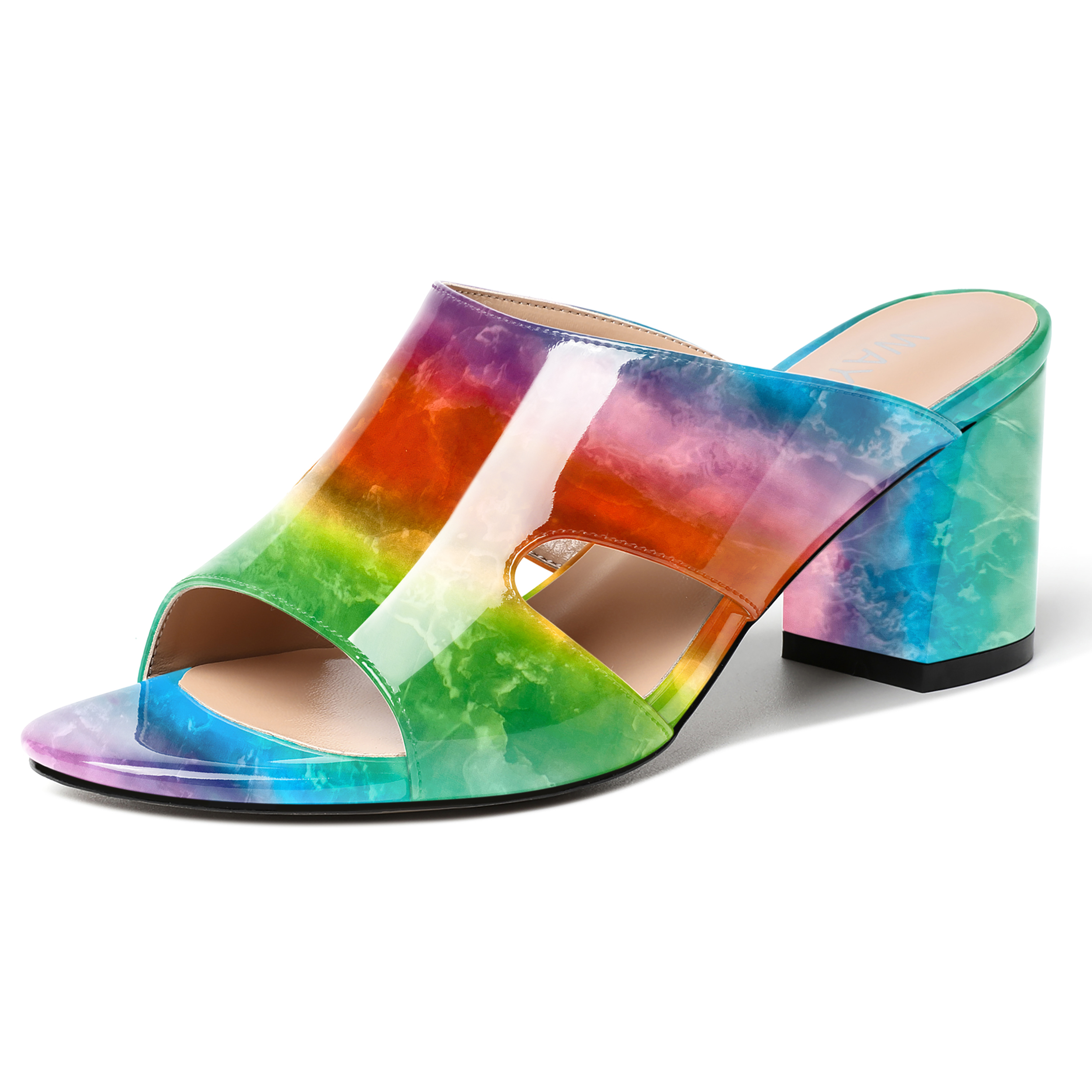 Rayna Slip On Cut Out Block Heeled Sandals