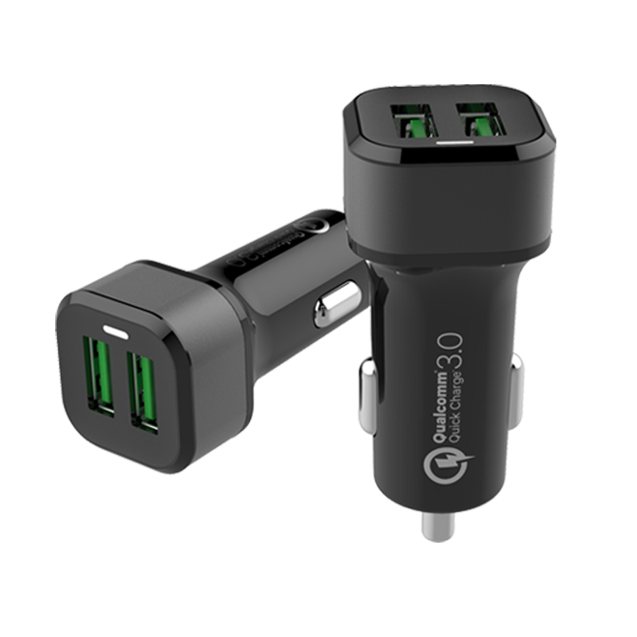 Dual QC3.0 Car Charger(2 USB A Quick Charge Ports ;36W Max)