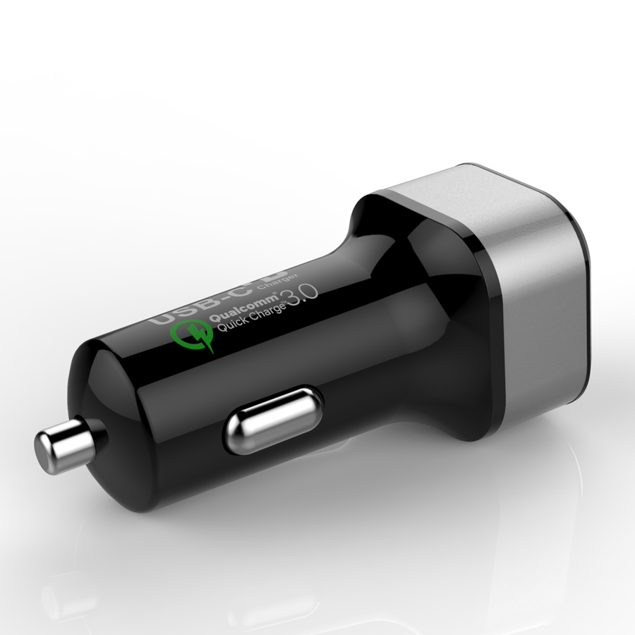 Type C PD&QC 3.0 Car Charger(USB C &USB A  Quick Charge Ports; 42W Max)