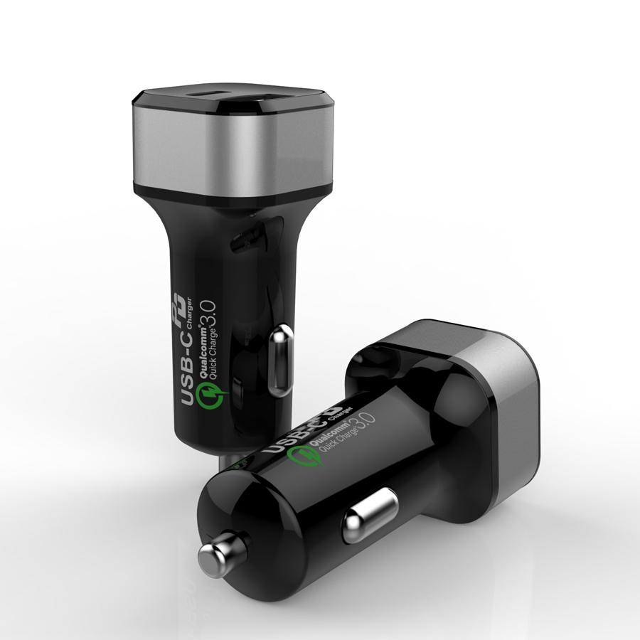 Type C PD&QC 3.0 Car Charger(USB C &USB A  Quick Charge Ports; 42W Max)
