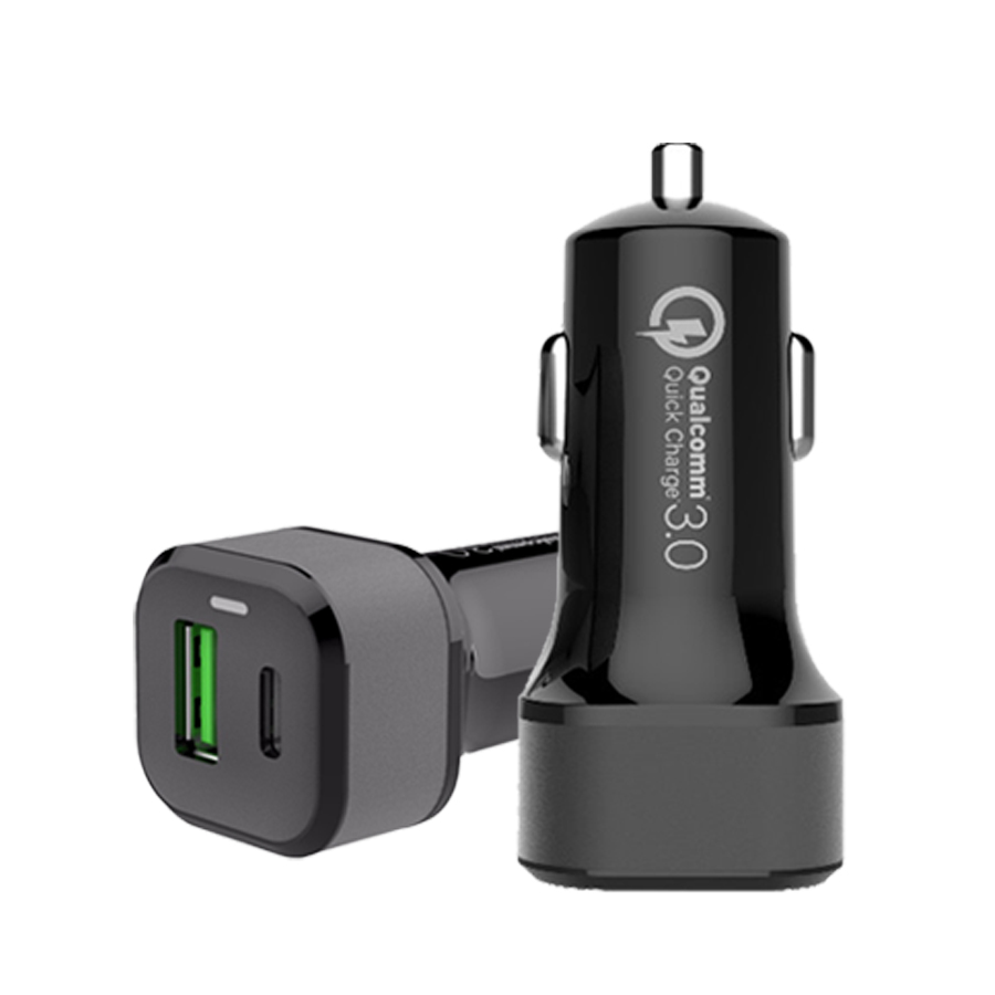 Type C PD&QC 3.0 Car Charger(USB C &USB A  Quick Charge Ports; 42W Max)