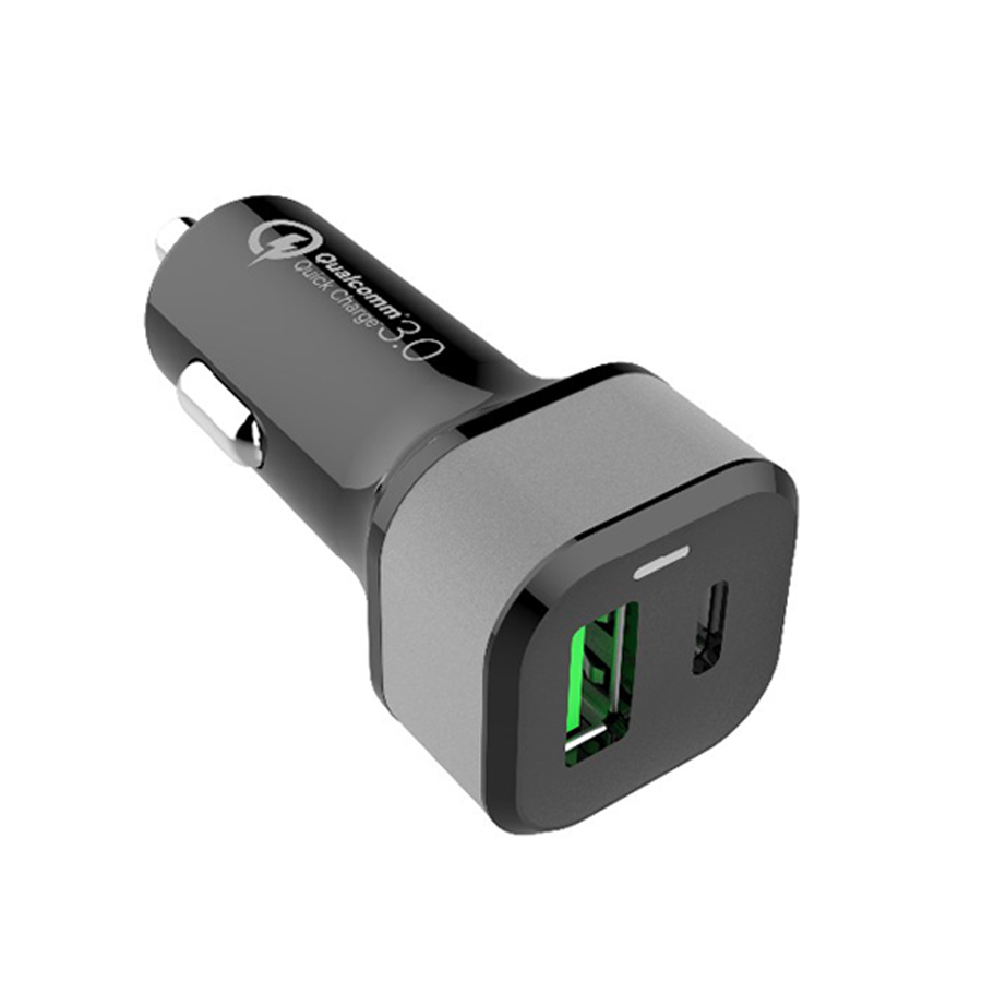 Type C PD&QC 3.0 Car Charger(USB C &USB A  Quick Charge Ports; 42W Max)