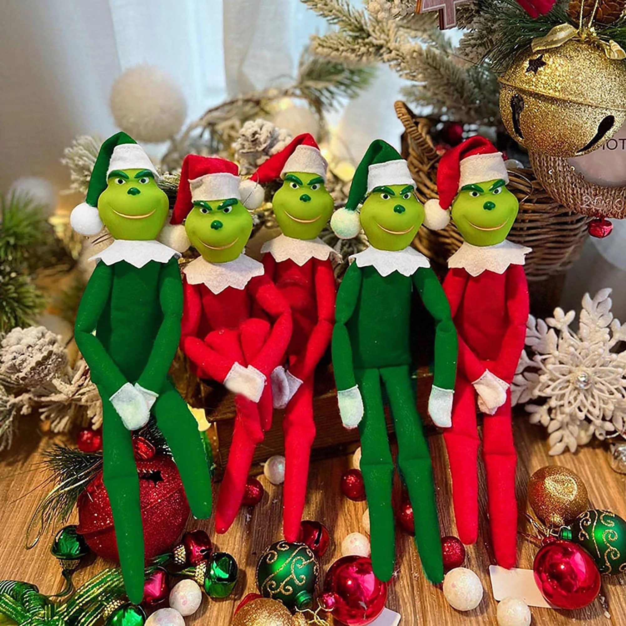 Grinch On A Stoop Christmas Elf Doll