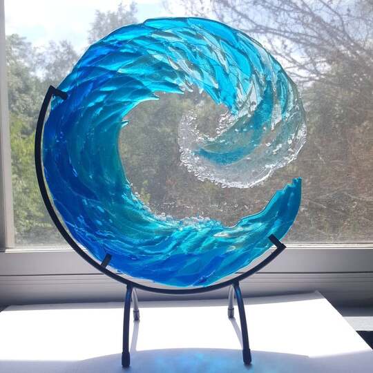 ⏰ Special Offer ⏰ Ocean Wave Fused Glass Sculpture