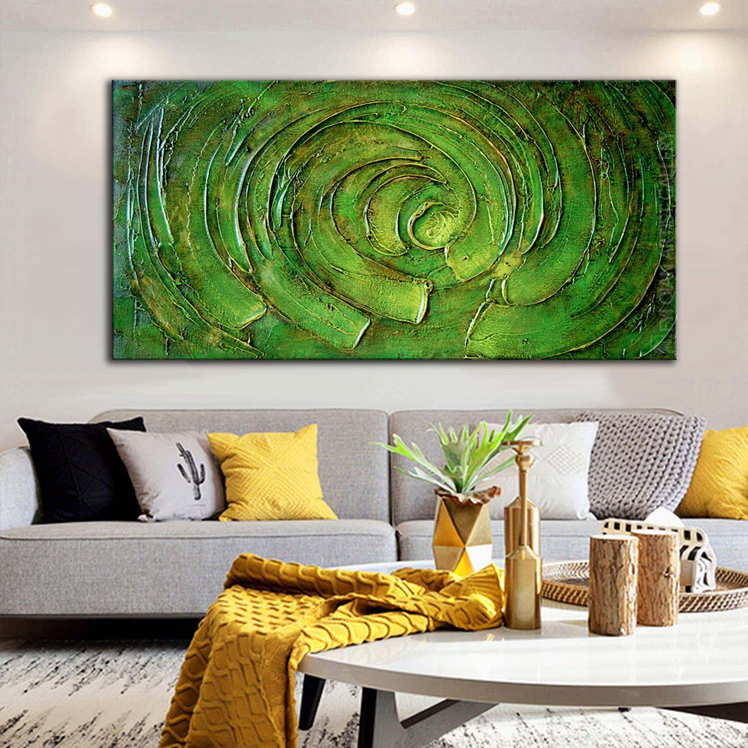 Green Whirlpool Abstract Textured Palette Art