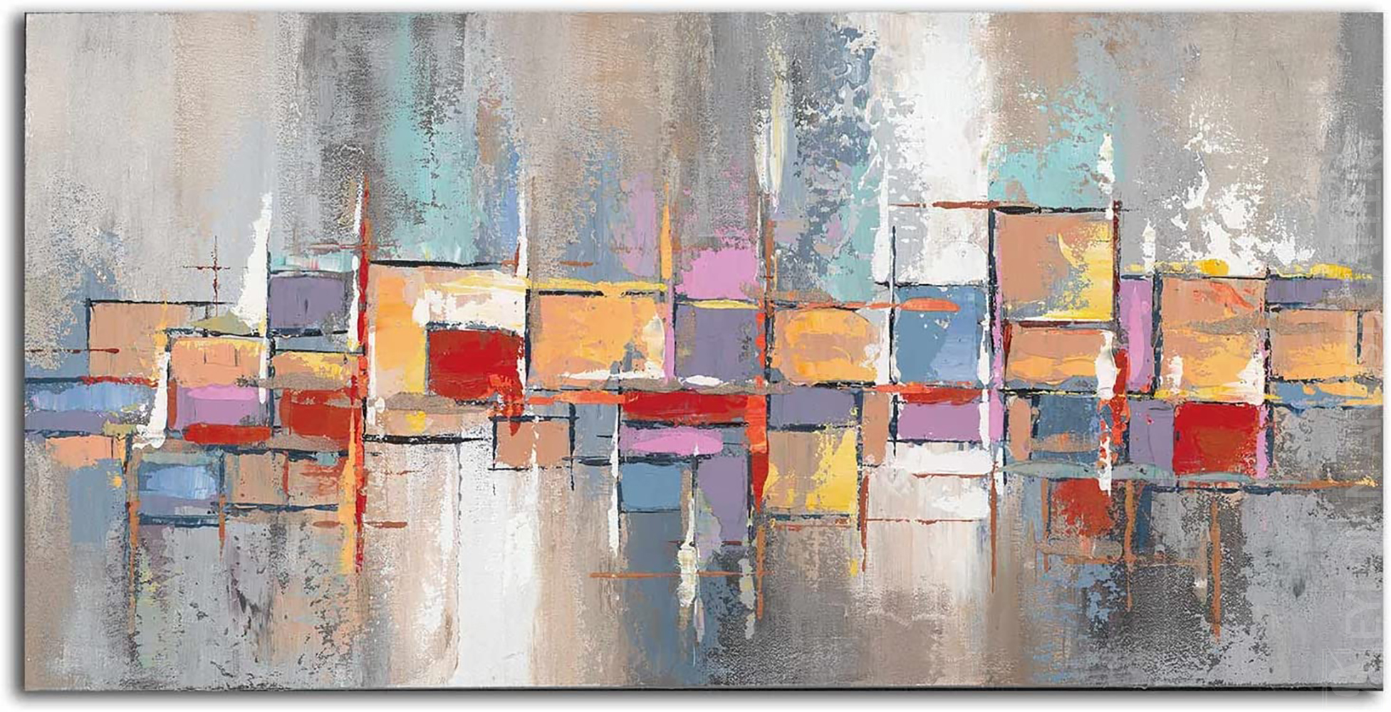 Round Square Abstract Textured Palette Wall Art Hand-Painted