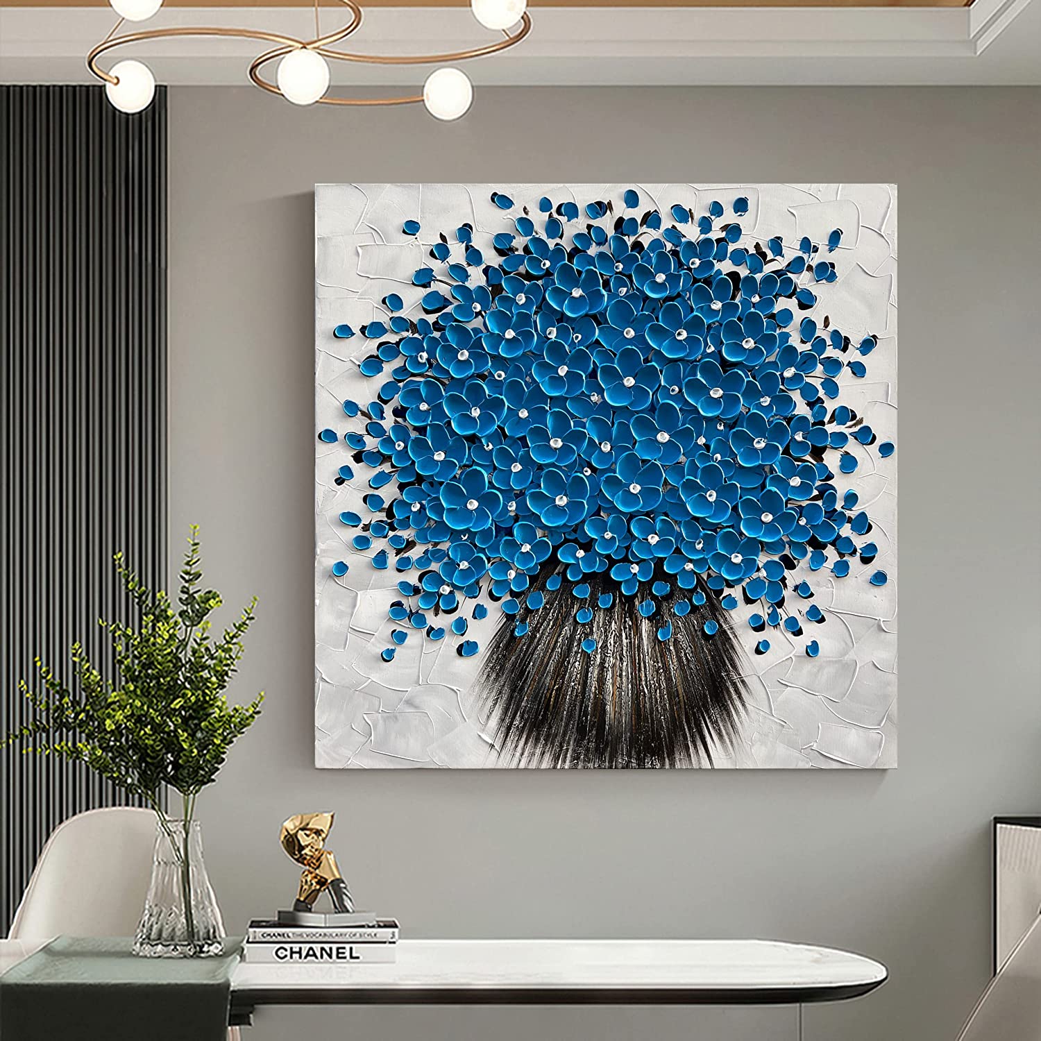 Hand-Painted 3D Colorful Flower Art Textured Painting Stretched Ready to Hang