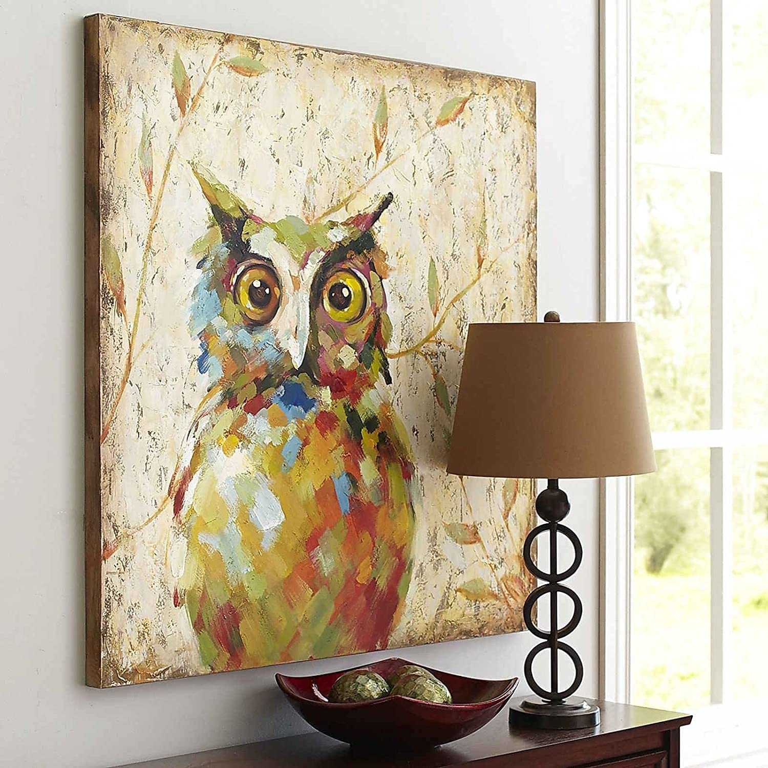 Hand-Painted Owl Textured Wall Art