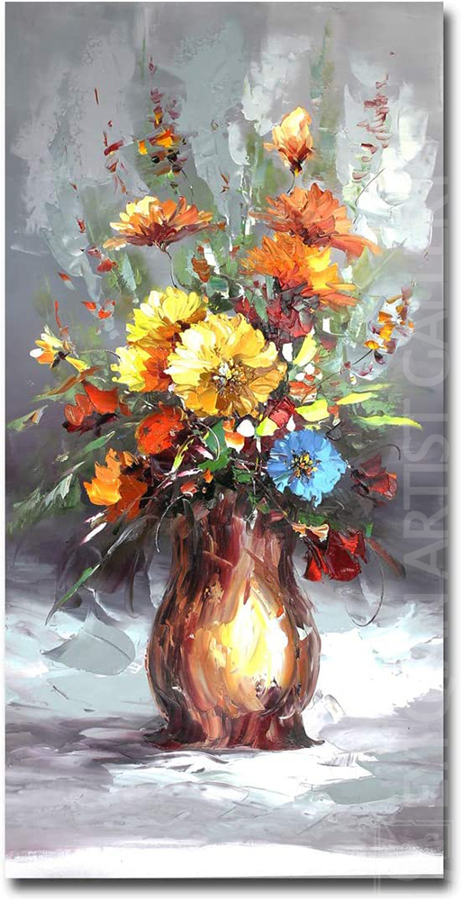 Flower in Vase Knife Painting Textured Palette