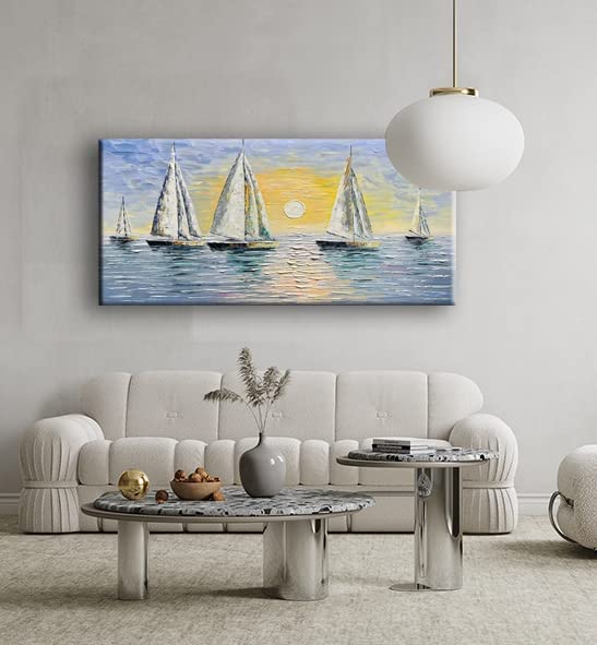 Sailing Seascape Knife Painting Textured Palette