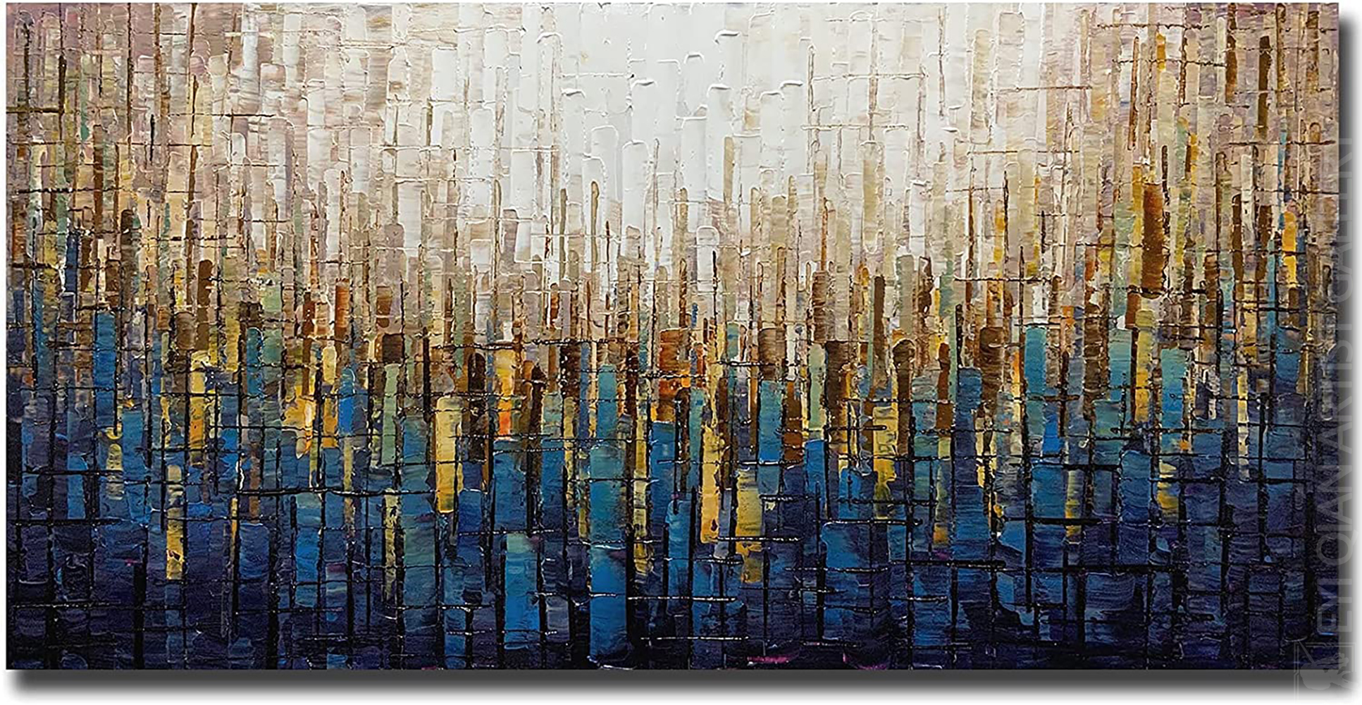 Texture Palette Knife Golden Home Wall Art Colorful 3D Abstract Wall Decoration Painting