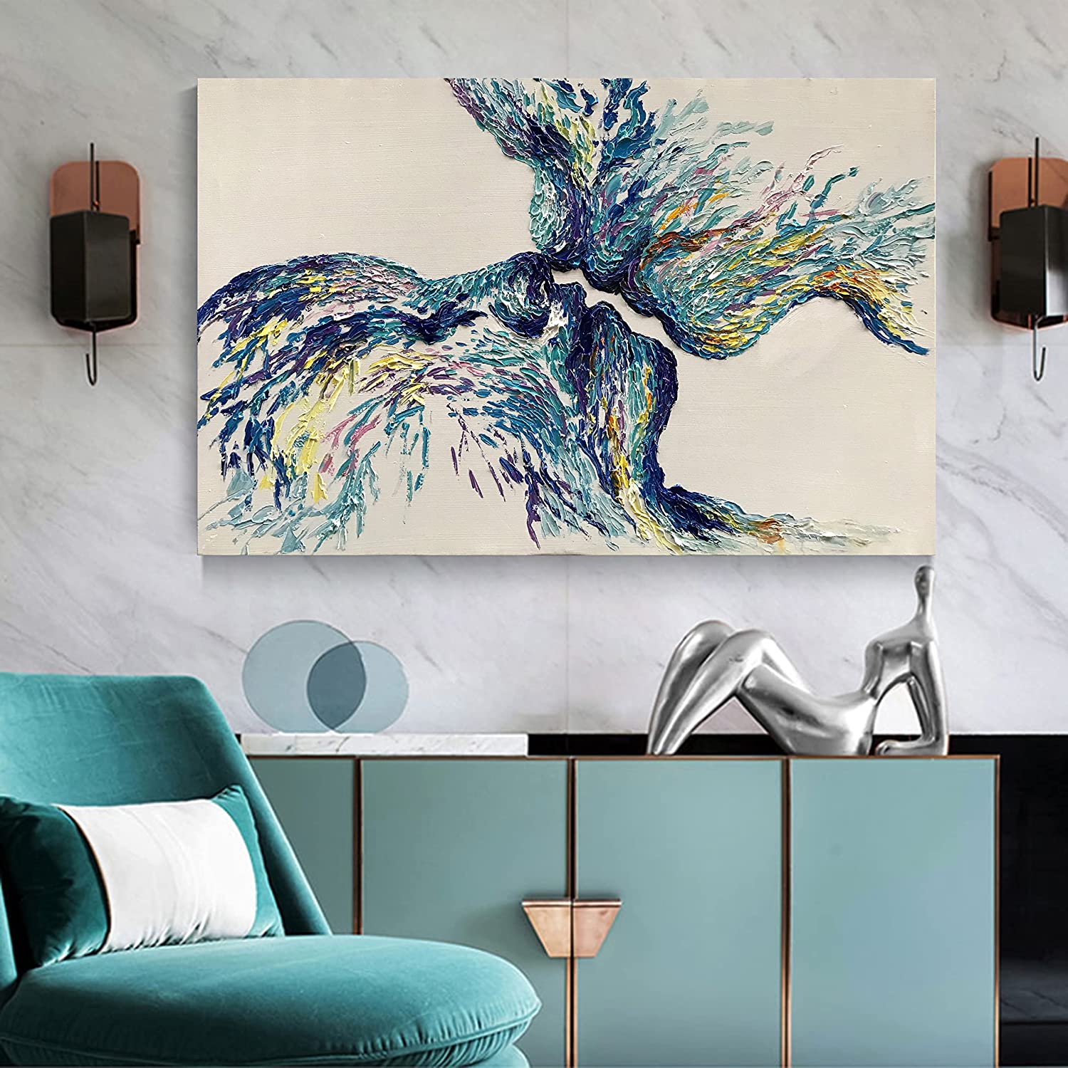 Hand Painted Kiss Love Art Textured Palette