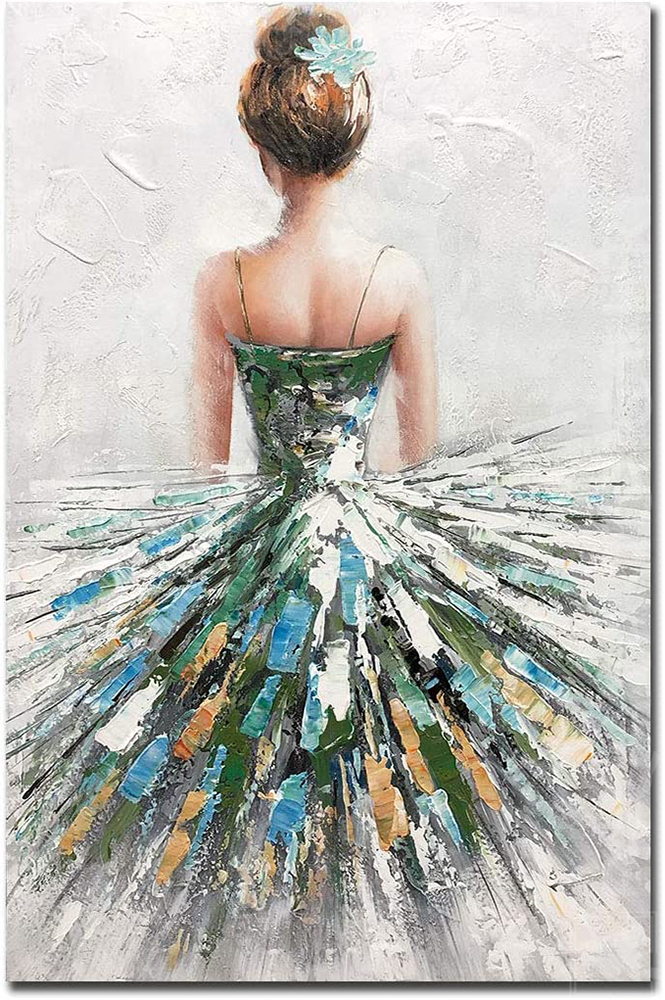 Hand Painted Beautiful Ballerina Girl Art Textured Painting Stretched Ready to Hang