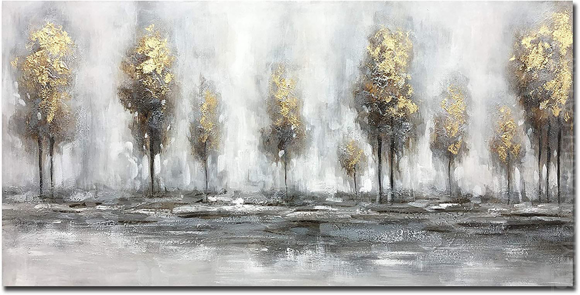 Hand-Painted Abstract Forest Elk Large Modern Wall Art Textured Painting Stretched Ready to Hang