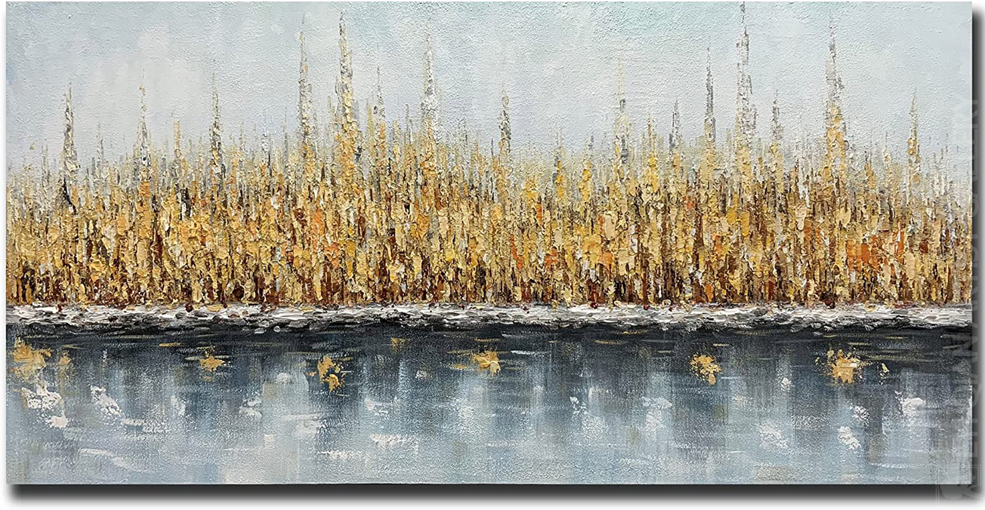 Texture Palette Knife Golden Home Wall Art Colorful 3D Abstract Wall Decoration Painting