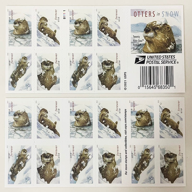 Otters In Snow Forever First Class Postage Stamp| Rare Stamp | Postage First Class