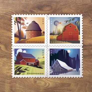 2021 Barns Postcard Forever First Class Postage Stamps