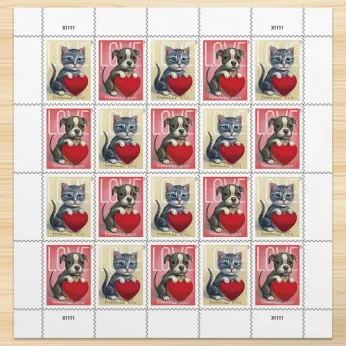 2023 Love Cat and Dog Heart Forever First Class Poatage Stamps