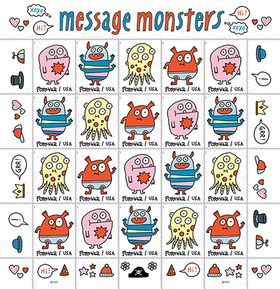 2021 Message Monsters Forever First Class Poatage Stamps