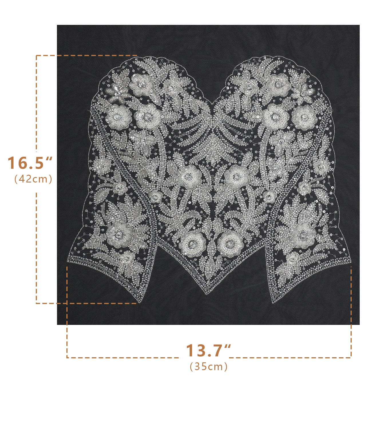 Yanzi White Crystal Beaded Bodice Applique Wedding DIY (YZDH006）