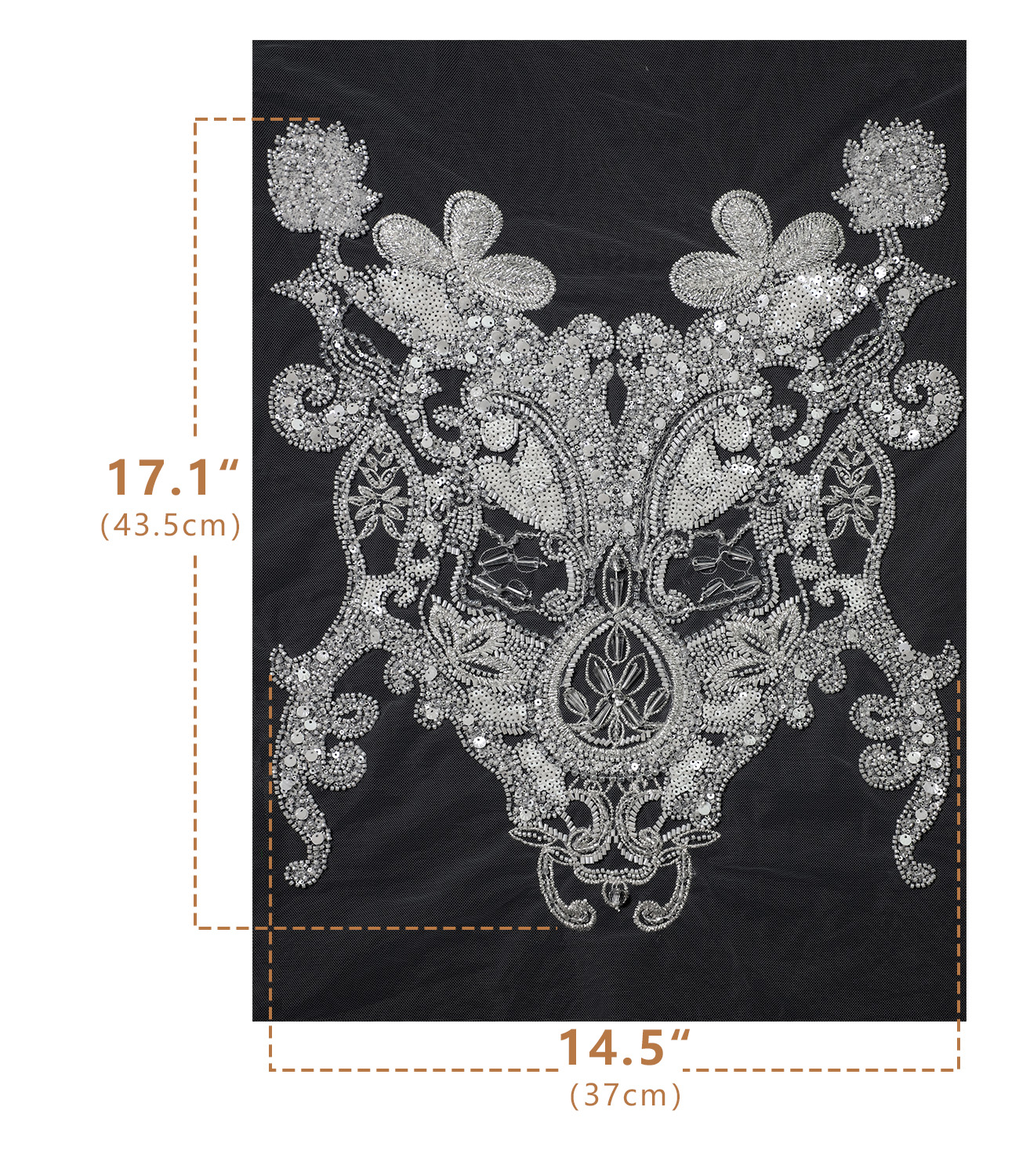 Yanzi White Crystal Beaded Bodice Applique Wedding DIY (YZDH009）