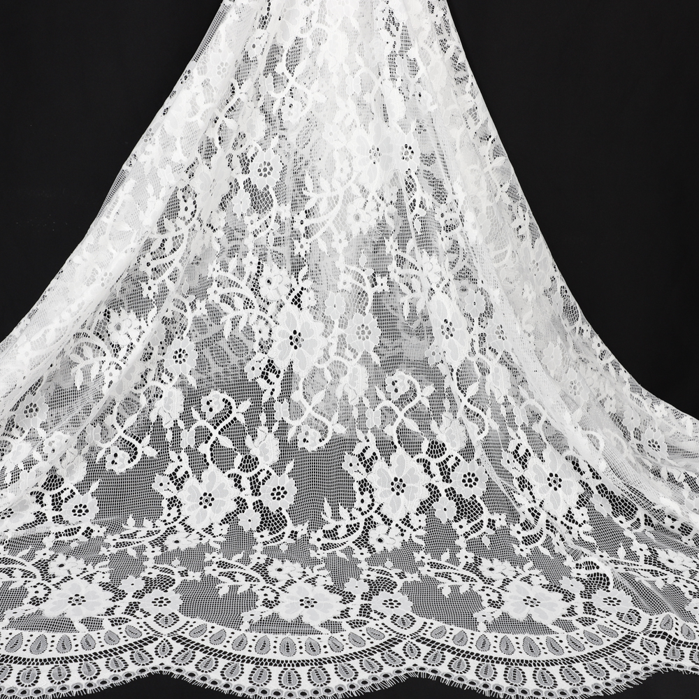 [Copy]Yanzi off-white French chantilly eyelash lace fabric (59-661）